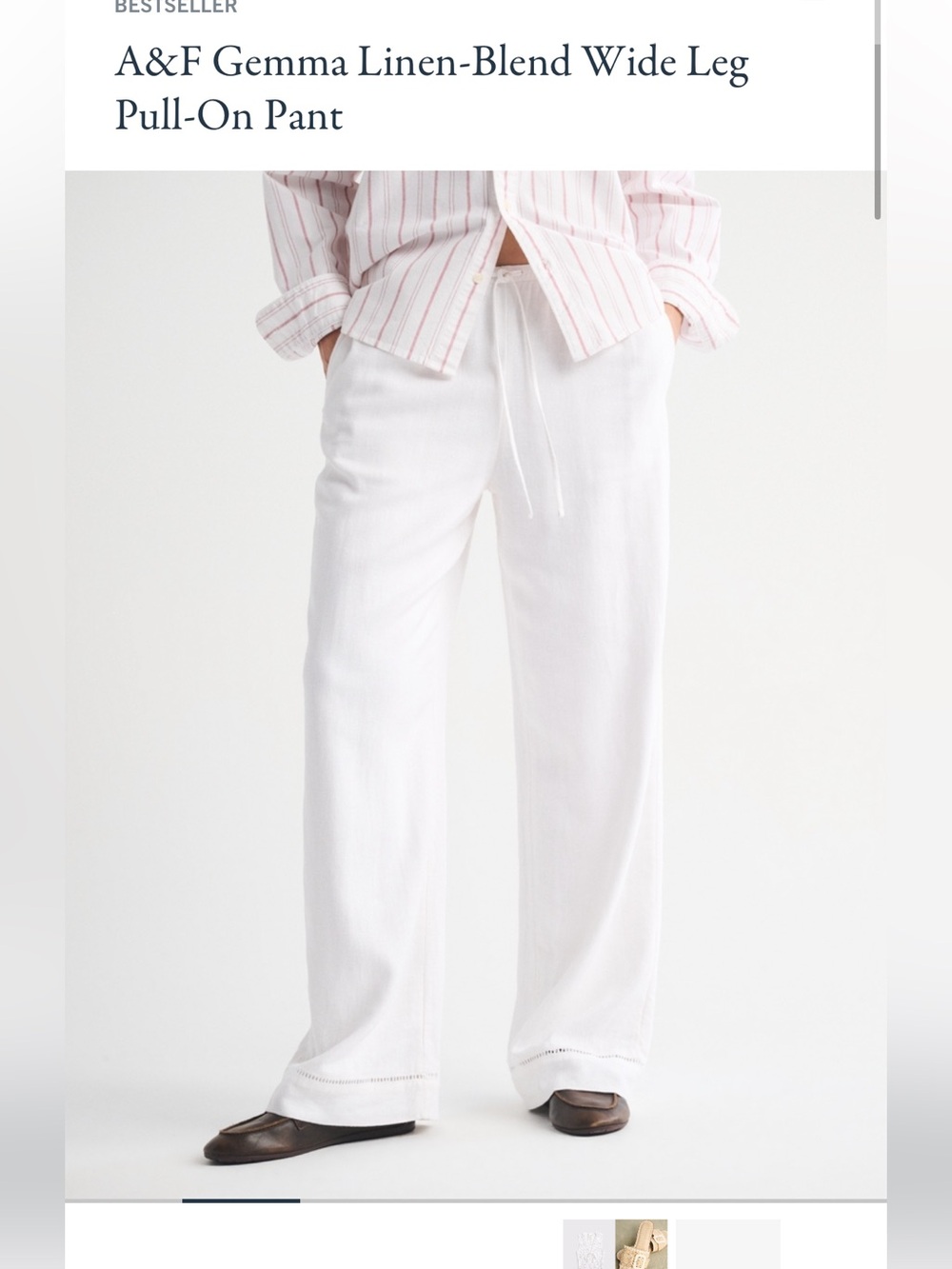 A&F Gemma Linen-Blend Wide Leg
Pull-On Pant NWT . size xs short
white